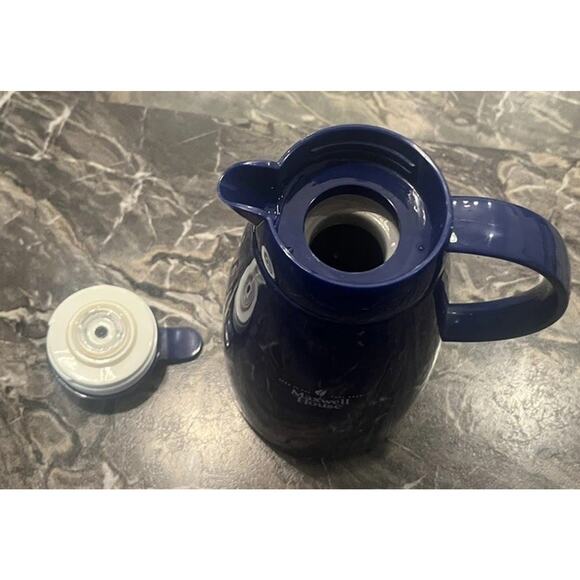 VTG Maxwell House Blue Carafe Thermos Glass Lined Coffee Pot Tea Insulated NICE! - Picture 6 of 10